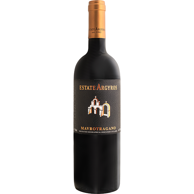 Argyros Mavrotragano, a red wine from Cyclades, Greece.