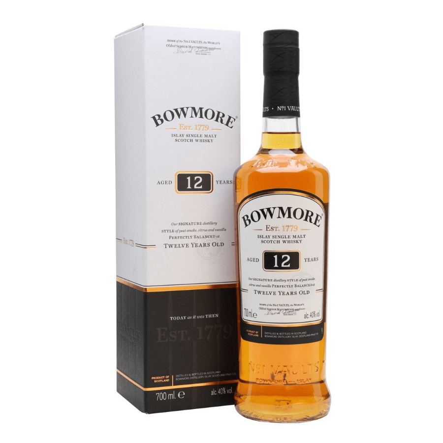 Bowmore 12 Year Old Single Malt Scotch Whisky 70cl, from Isle of Islay, Scotland.