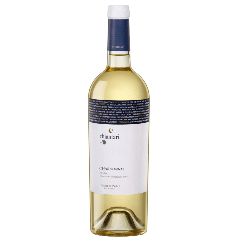 Zabu Chiantari Chardonnay, a white wine from Terre Siciliane, Italy.