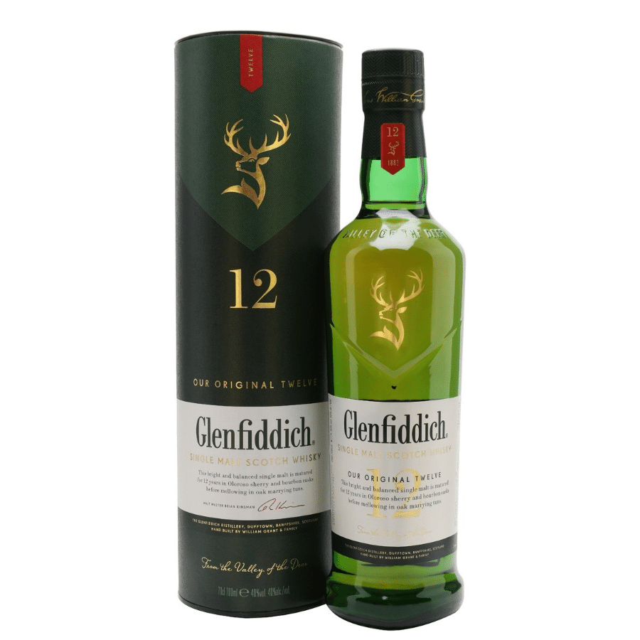 Glenfiddich 12 Year Old Single Malt Whisky 70cl, from Speyside, Scotland.