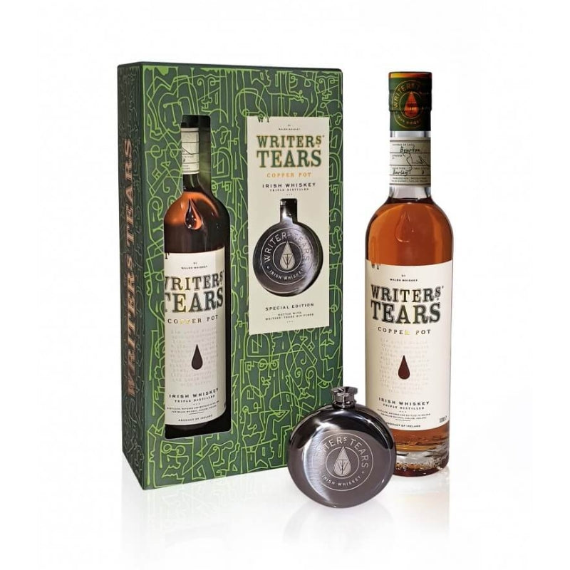 Writers Tears Copper Pot Irish Whiskey 70cl & Hip Flask Gift Set